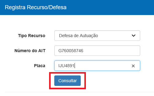 Dados para consultar a multa