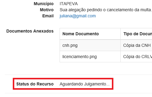 Situação do Recurso